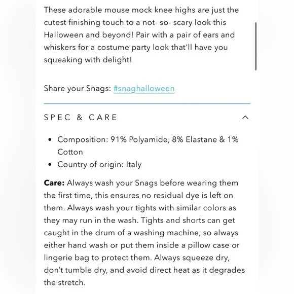 Snag tights black & white mouse - Picture 3 of 7